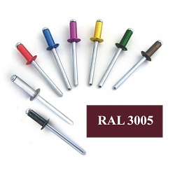 Заклепки вытяжные 4,0х10 RAL3005 алюм-сталь - 50шт